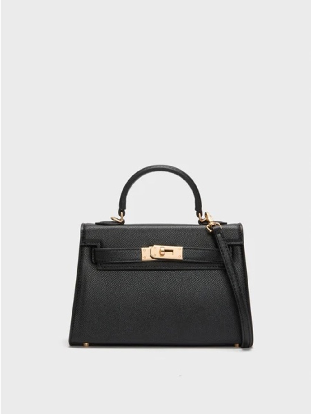 Classic Black Top-Handle Satchel with Gold Hardware